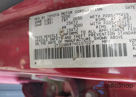 1997 Toyota 4Runner Sr5 V6 из США, поврежденный, VIN JT3HN86R7V0107227